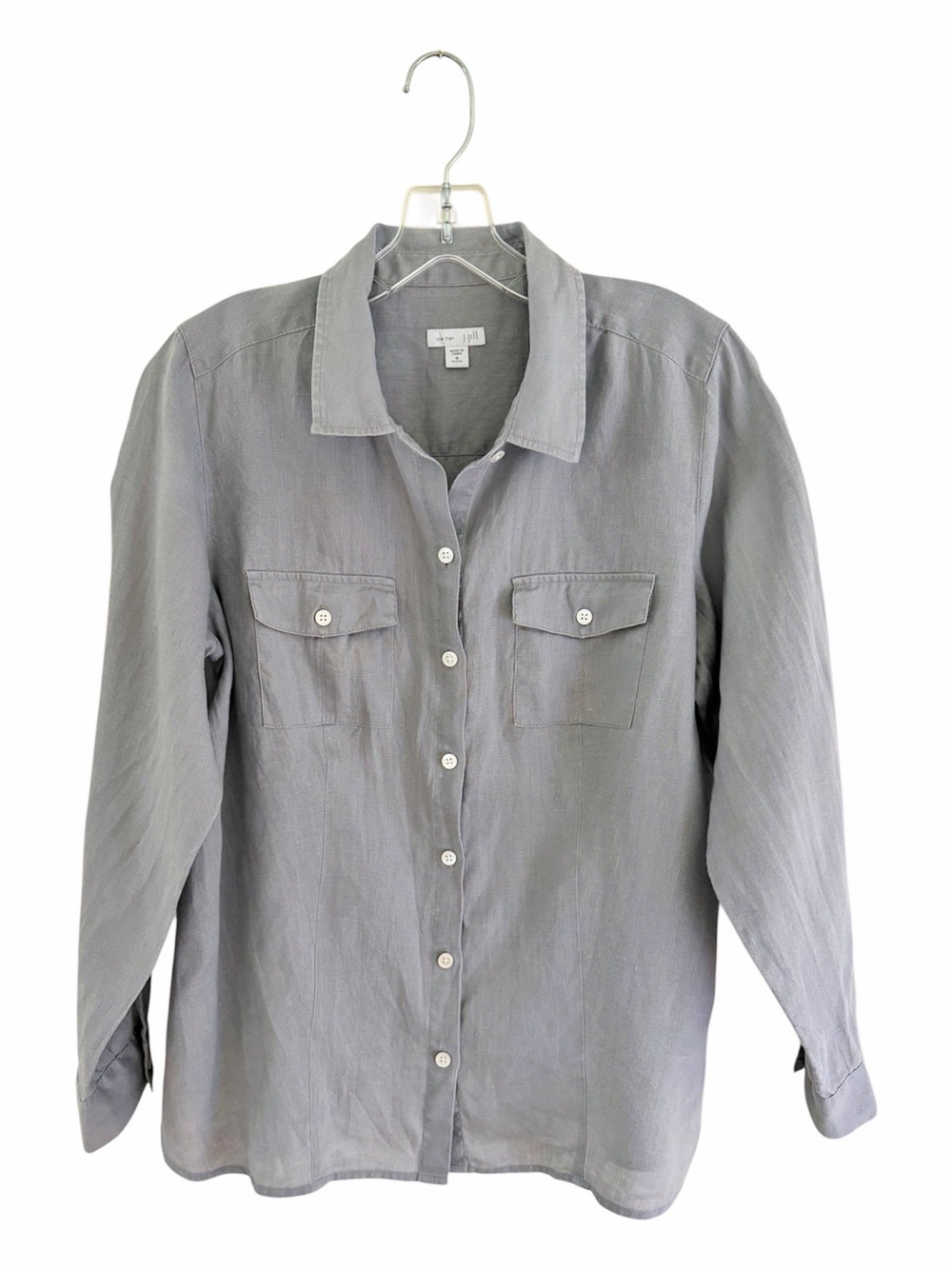 J. Jill 100% Linen Button Down Shirt Size Medium in Gray